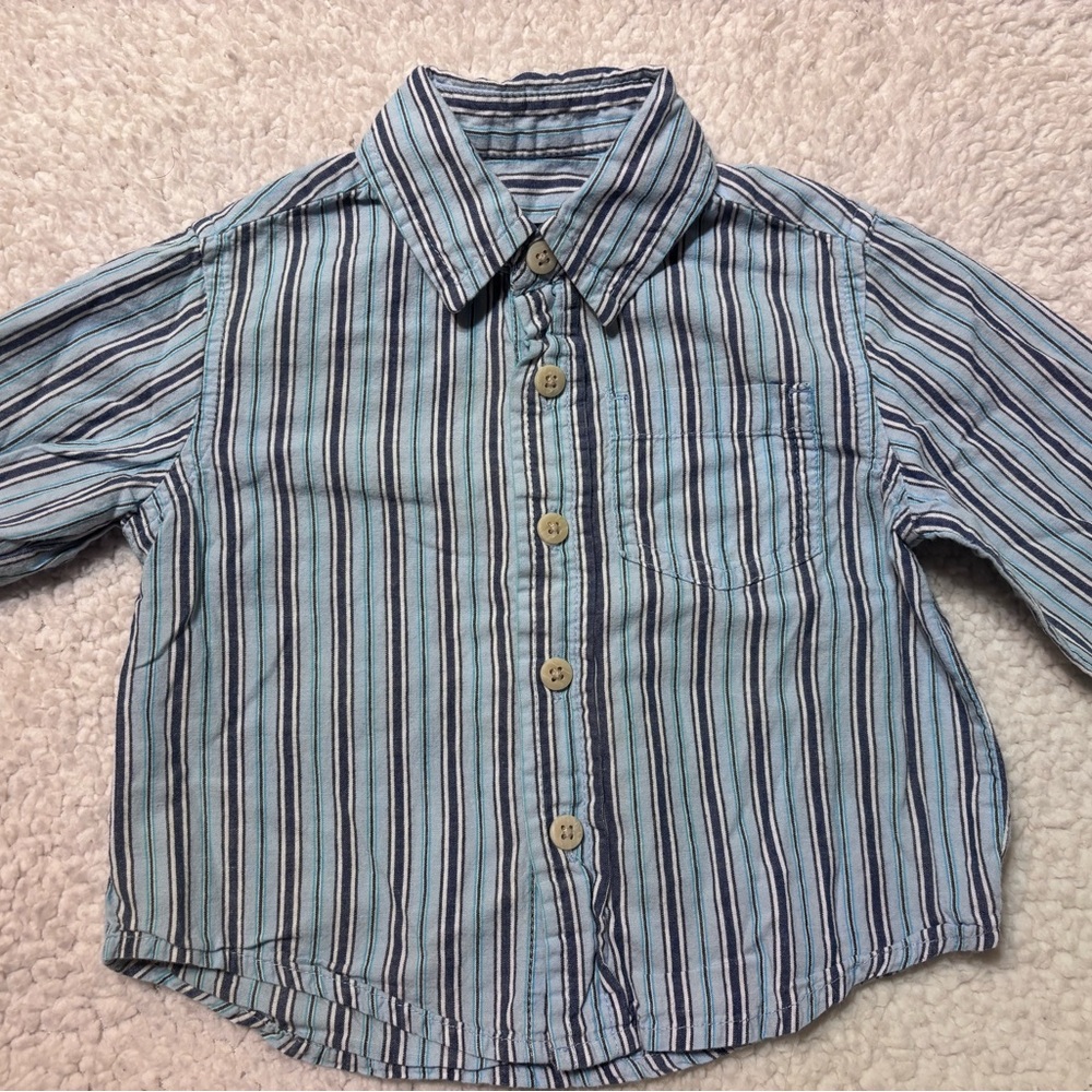 Cherokee Light Blue & Navy Striped Button-Down Shirt